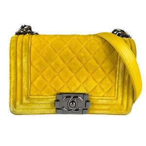 CHANEL Yellow Leather Shoulder Bag